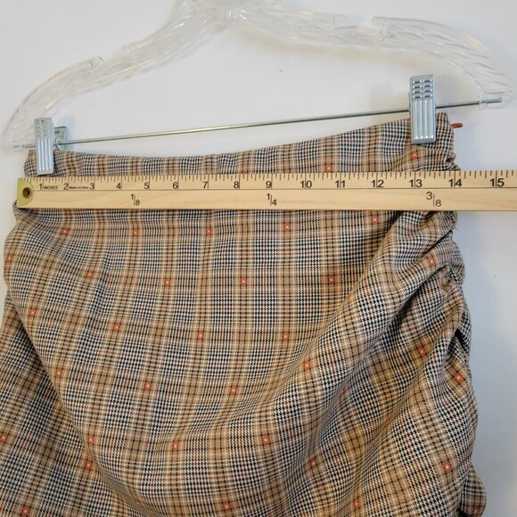 Tularosa Skirt Women Mini Stretch Ruched Plaid Brown Size Small - Picture 3 of 16